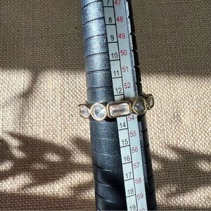 Gold tone crystal infinity ring pear circle shape statement bling shiny sparkle